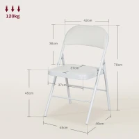 HOMCOM Juego de 2 Sillas Abatibles con Respaldo y Estructura de Acero para Oficina Estudio 45x46x78 cm Blanco(m-3)