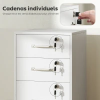 HOMCOM Caisson de Bureau Mobile avec 3 Tiroirs Verrouillables, Caisson de Rangement sur Roulettes, 40 x 40 x 69,5 cm, Blanc(m-7)