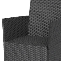 Outsunny Conjunto de jardim exterior 4 lugares em resina trançada com sofá e mesa de centro em vidro temperado, almofadas incluídas, cinza(m-7)
