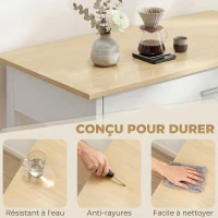 HOMCOM Desserte de cuisine à roulettes, îlot central cuisine avec plan de travail, tiroir, étagères, porte-serviettes, blanc(m-8)