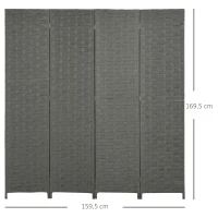 HOMCOM Biombo interior em madeira 4 painéis separador de ambientes divisória, dim. 159,5L x 169,5H x 1,6P cm(m-3)