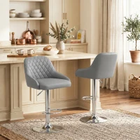 HOMCOM Set de 2 Taburetes de Bar Giratorios Regulables para Cocina Gris Claro(m-5)