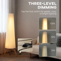 HOMCOM Dimmable Tripod Floor Lamp with Foot Switch, Nordic Standing Lamp with Fabric Shade, 153cm, White, White and Natural(m-4)