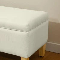 HOMCOM Banc de rangement, bout de lit, repose-pieds rembourré en lin avec pieds en bois de caoutchouc, 71x37x36cm, beige(m-9)