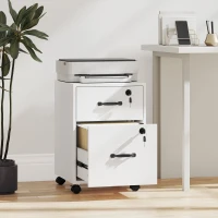 HOMCOM Gaveteiro de Escritório com 2 Gavetas Rodas com Trava Gaveteiro para Carta/Formato A4 40x40x54,1 cm Branco(m-6)