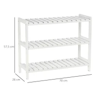 HOMCOM Zapatero de Madera de 3 Niveles Zapatero Recibidor para 9 Pares de Zapatos para Entrada Pasillo 70x26x57,5 cm Blanco(m-3)