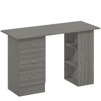 HOMCOM Bureau d'ordinateur réversible, table informatique avec 3 tiroirs et 3 étagères ouvertes, 120 x 49 x 72 cm, gris(m-1)
