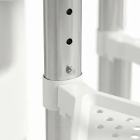 HOMCOM Shower Stool, Aluminium Alloy Corner Shower Chair with Storage Shelf and HDPE Seat, Adjustable Height, White(m-11)