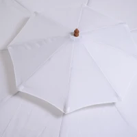 Outsunny Guarda-sol reto Guarda-sol de jardim redondo em Madeira 2 Cobertura Poliéster 180 g/m² dia. 2,7 x 2,6H m branco(m-7)