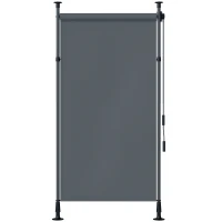 Outsunny Toldo manual retrátil de pé comprimento ajustável com manivela instalação sem perfuração metal alu. poliéster cinza escuro(m-1)