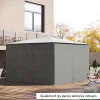 Outsunny 4 parois latérales pour pavillon de jardin tonnelle rigide 300 x 400 cm protéger de la pluie vent soleil gris(m-10)