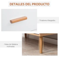 HOMCOM Cómoda de Madera con 3 Cajones Cajonera Armario Auxiliar de Almacenamiento Moderna con Patas Elevadas para Dormitorio Salón 80x39x80 cm Blanco y Natural(m-6)