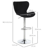 HOMCOM Lote de 2 Bancos de Bar Design Contemporâneo Assento regulável 59-81 cm giratório 360° Linho Preto(m-3)