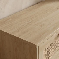 HOMCOM Chest of Drawers, 6-Drawer Dresser, Tall Storage Drawer Unit with Rattan Element for Bedroom, Living Room, Oak(m-12)