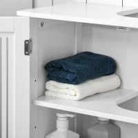 kleankin Mueble para Debajo del Lavabo Armario Baño de Suelo de Madera con 2 Puertas Ventiladas y Estante Ajustable Interior Moderno 60x30x60 cm Blanco(m-7)
