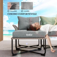 Outsunny Set da Giardino 5 Pezzi in Rattan con 2 Sedie Laterali, Sedia Centrale e 2 Sgabelli/Tavolini da Caffè(m-5)