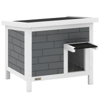 PawHut Căsuță pentru pisici rezistentă la intemperii din lemn cu acoperiș rabatabil, plăci izolante din aluminiu, acoperiș din asfalt, 61x51x53,5 cm(m-1)