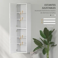 HOMCOM Columna de Baño de Pared con Estantes Ajustables y 2 Puertas Mueble de Baño Moderno 40x30x160 cm Blanco(m-5)