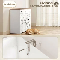HOMCOM Credenza Cucina Rustico, Mobile Cucina con Ante Soft-Close, 3 Cassetti, 3 Ripiani Regolabili, Portaspezie, Bianco(m-6)