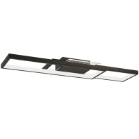 HOMCOM LED Ceiling Light, Modern Dimmable Ceiling Light with Wall Switch & Remote Control, Flush Mount Fixture Lamp with 3000-6000K Colour Temperatures for Living Room, Bedroom, Black(m-1)