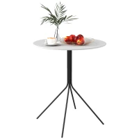 Outsunny Mesa de jardim redonda Ø 60 cm, mesa de terraço com estrutura em aço, para interior e exterior, cinza escuro(m-7)