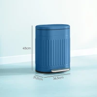 HOMCOM Lixeira de cozinha lixeira com pedal 20L tampa de fecho suave balde interior removível 36,5 x 31,2 x 45 cm azul(m-3)