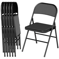 HOMCOM Lot de 6 chaises pliantes chaises de salle à manger portables cadre en acier 45 x 46 x 78 cm noir(m-12)