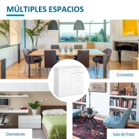 HOMCOM Mueble Auxiliar de Salón Aparador Estrecho con Puertas y Cajones 71x35x76cm Blanco(m-6)