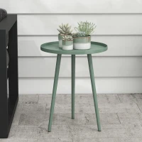 Outsunny Mesa de centro de jardim redonda, mesa de apoio exterior em aço com borda arredondada, dim. Ø40 x 50H cm verde(m-2)