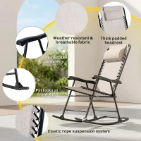 Outsunny Three-Piece Rocking Chair Garden Bistro Set - Beige(m-5)