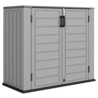 Outsunny Cobertizo de Jardín de HDPE 940L con Tapa Abatible 2 Puertas Cerradura Cobertizo de Jardín 142x67x119 cm Gris Claro(m-1)