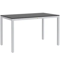 Outsunny Mesa de jantar de jardim para 4-6 pessoas com tampo de ripas, estrutura em alumínio antiferrugem 120 x 70 x 72 cm, preto(m-1)