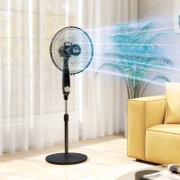 HOMCOM Ventilateur sur pied hauteur réglable oscillant 85° 3 vitesses 50 W avec écran LED télécommande minuterie Ø 42 cm noir(m-2)