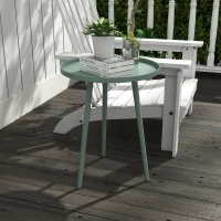 Outsunny Mesa de centro de jardim redonda, mesa de apoio exterior em aço com borda arredondada, dim. Ø40 x 50H cm verde(m-6)