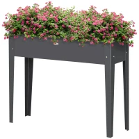 Outsunny Jardineira sobre pés quadrada para horta com orifício de drenagem aço galvanizado 100 x 30 x 80 cm cinza(m-7)