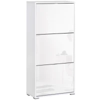 HOMCOM Armario de Zapatos Zapatero Moderno con 3 Cajones Capacidad de 18 Pares de Zapatos para Pasillo 60x26x124 cm Blanco(m-10)