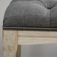 HOMCOM Banco Banqueta capitonê Estilo Clássico 110 cm Banco ao pé da cama Estofado em linho Pés em madeira de hévea esculpida Linho Cinza(m-4)