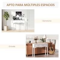 HOMCOM Mesa Consola de Madera Mueble Recibidor de Entrada con 3 Cajones para Salón Pasillo Carga 45 kg 100x32x85 cm Blanco(m-6)