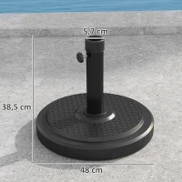 Outsunny Base para guarda-sol exterior para mastro de Ø 38 e 48 mm peso líquido 22 kg em metal Ø 48 x 38,5 cm preto(m-3)