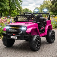 AIYAPLAY Voiture électrique enfant 4x4 télécommande 2,4Ghz, 2 moteurs 12 V, vitesse réglable, musique, klaxon, lumières LED, noir(m-2)