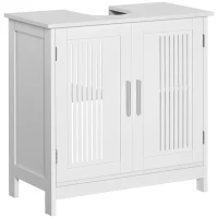kleankin Mueble para Debajo del Lavabo Armario Baño de Suelo de Madera con 2 Puertas Ventiladas y Estante Ajustable Interior Moderno 60x30x60 cm Blanco(m-1)