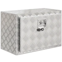 HOMCOM Cassetta degli Attrezzi da 76L in Alluminio con Serratura, 2 Chiavi e Maniglia Laterale, 60.9x35.5x40.6 cm, Argento(m-1)