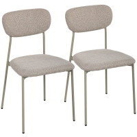 HOMCOM Lote de 2 Sillas de Comedor Modernas Sillas de Cocina Apilables en Tejido Efecto Lino Marrón Claro