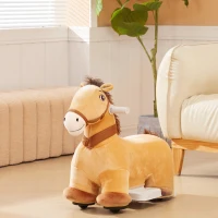 AIYAPLAY Porteur cheval électrique voiture électrique en animal avec guidon antidérapant pour enfants de 18 à 36 mois marron(m-2)