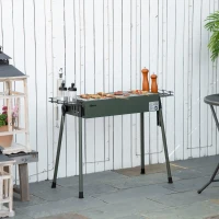 Outsunny Barbecue au charbon de bois avec 2 grilles portable BBQ Grill sur Pieds amovibles2 paniers latéraux, 94L x 39l x 70H cm(m-10)