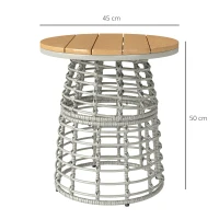 Outsunny Mesa de centro para jardim mesa auxiliar exterior redonda em resina com efeito rattan aço e tampo composto Ø45 x 50 cm cinza(m-3)
