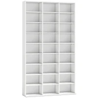 HOMCOM Estantería para 835 CDs o 500 DVDs, estantería de medios Blu-ray con 27 compartimentos y 21 baldas ajustables, Blanco(m-1)