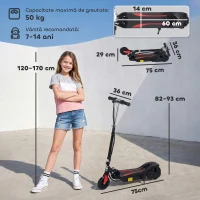 Homcom Trotineta Electrica Pliabila – Neagra, Reglabila & 12 km/h(m-3)