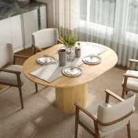 HOMCOM Mesa de jantar extensível, mesa de cozinha, para 6 a 8 pessoas, 110-150 x 75 cm, efeito madeira natural(m-2)