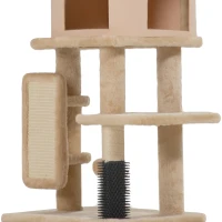 PawHut Arbre à Chat, Tour de Jeux, Hauteur de 104 cm, avec Lit, Maison, Brosse de Toilettage, 44l x 34P x 104H cm, Beige(m-11)